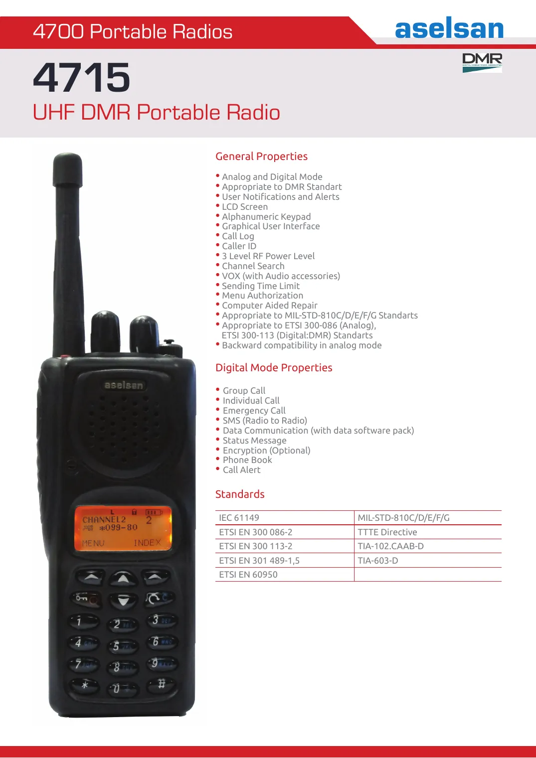 Aselsan 4715 Telsiz Cihazı Broşürü — ilk sayfa